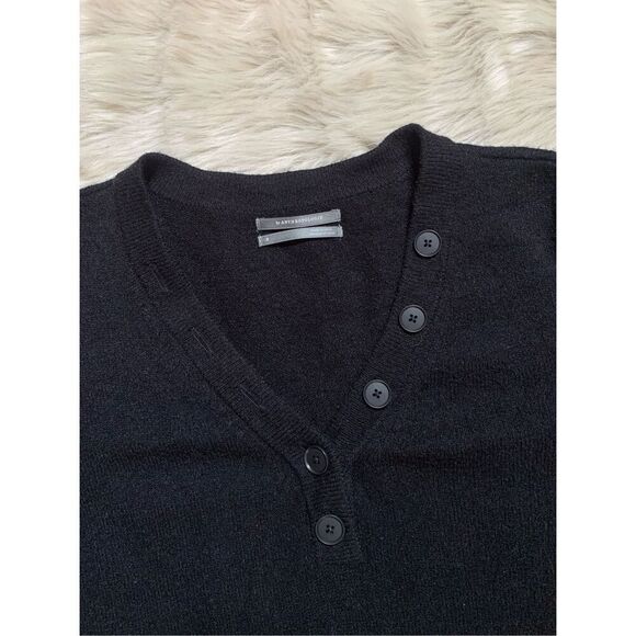 Anthropologie Womens Serena Button Up V-Neck Tunic Black Sweater Small - Picture 9 of 11